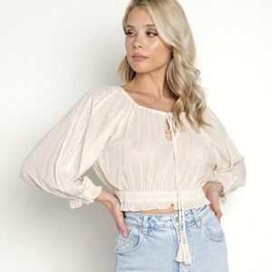 Spell Harmony Crochet Crop Peasant Blouse